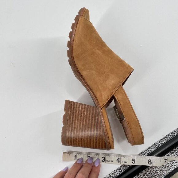 Sorel Nadia Camel Suede Block Heel Open Toe Slingback Sandals Heels Womens 9 - Picture 9 of 9